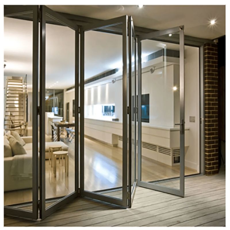 住宅および商業用の強化ガラス付き高級断熱アルミ折りたたみドア