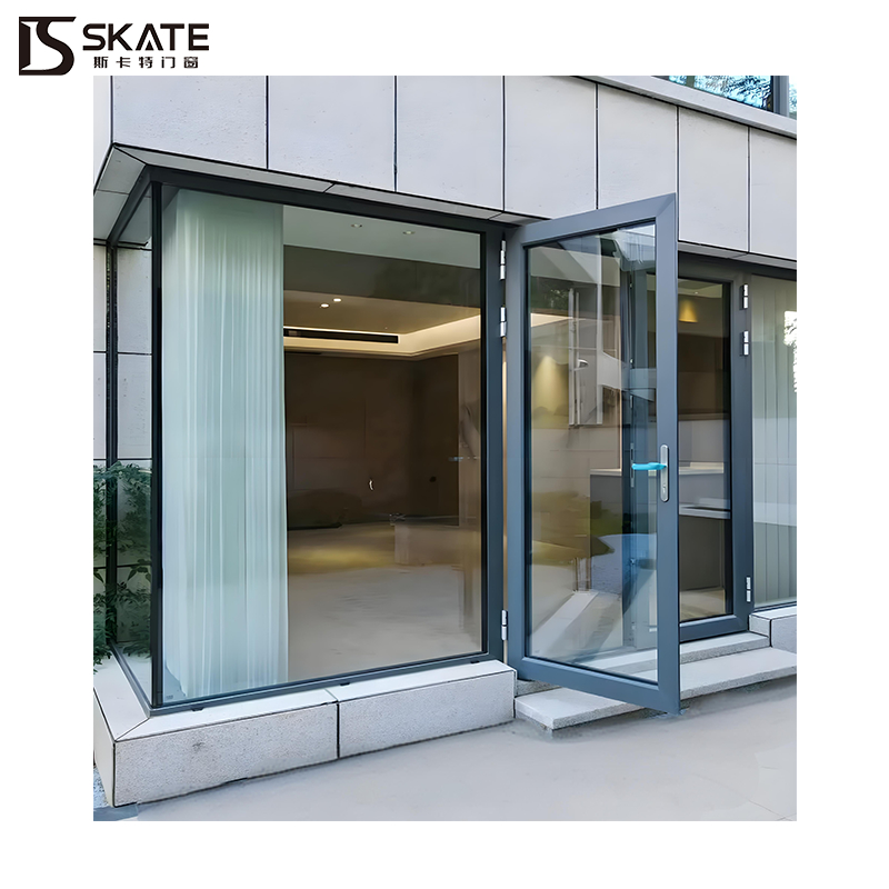 Modern Design High Performance Aluminum Casement Door with Superior Wind Pressure Resistance for Commercial Project