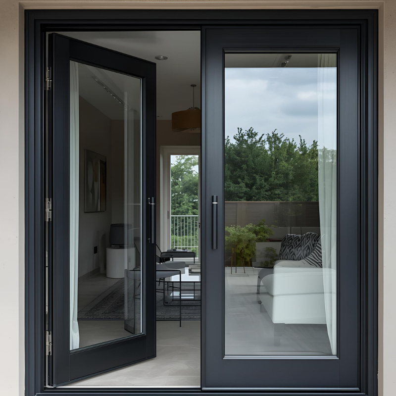 Modern Design Thermal Break Aluminum Casement Entrance Door with Long-service Life for Hotel